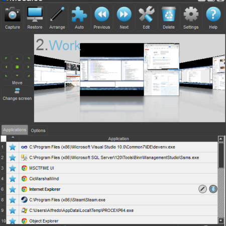 Snapshot editing panel open