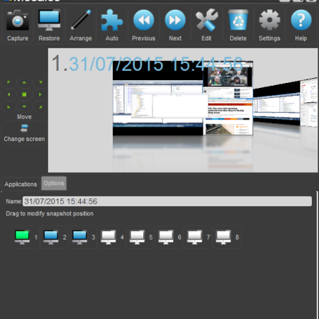 Snapshot options panel open