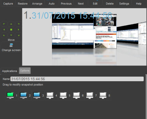 Snapshot options panel open