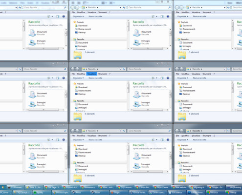 A 3 by 3 explorer windows layout